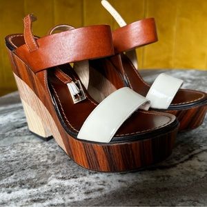 Jimmy Choo Wood and Leather Platforms